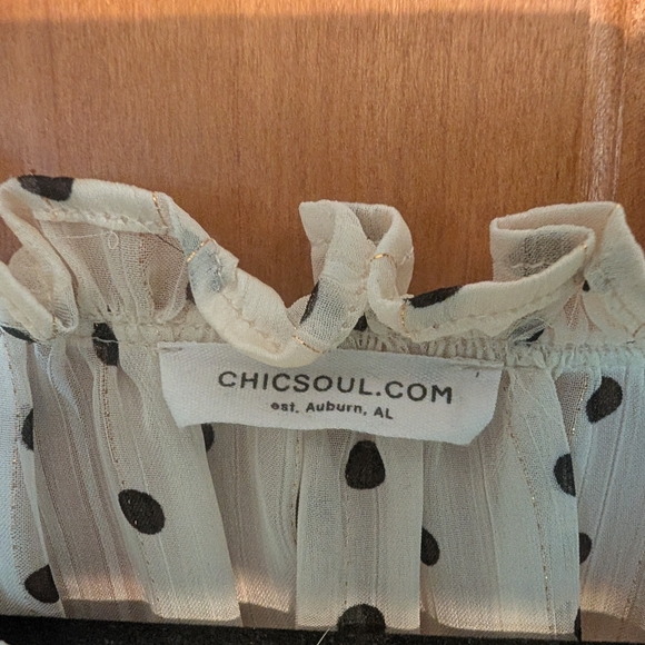 Polka Dot Sheer Blouse - White - Picture 8 of 9